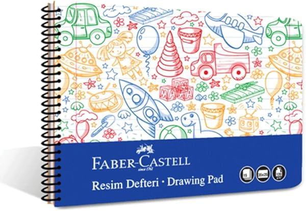 Faber-Castell Resim Defteri, 25x35 cm, 30 Yaprak, PP Kapak, Spiral Cilt, 120g Kağıt, Kolay Koparılabilir Sayfalar, Boyama Tek