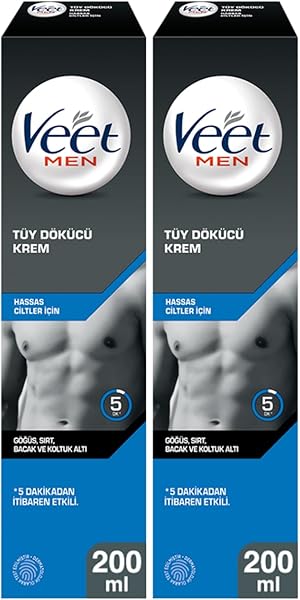 Veet Tüy Dökücü Krem Erkeklere Özel, Hassas Cilt (2 x 200 ml)