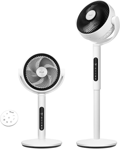 Levoit 20dB Ayaklı Fan, Sessiz, Sensörlü ve Uzaktan Kumandalı, Salınımlı, Saatte 2465 Metreküp Hava Hacmi, Dört Dakikada Hava