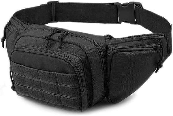 Selighting Taktik Bel Çantası Askeri Fanny Paketi MOLLE Bumbag Yürüyüş Koşu Köpek Yürüyüş için, B-Siyah, 16.9 x 3.1 x 6.3 inc