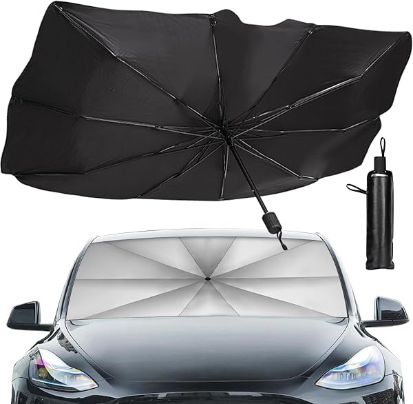 SHARPAI Sedan SUV Araba Güneşliği, Ön Cam UV Işınları ve Isı için Güneşlik Koruyucu, Katlanabilir Ön Cam Güneşlik Şemsiyesi, 
