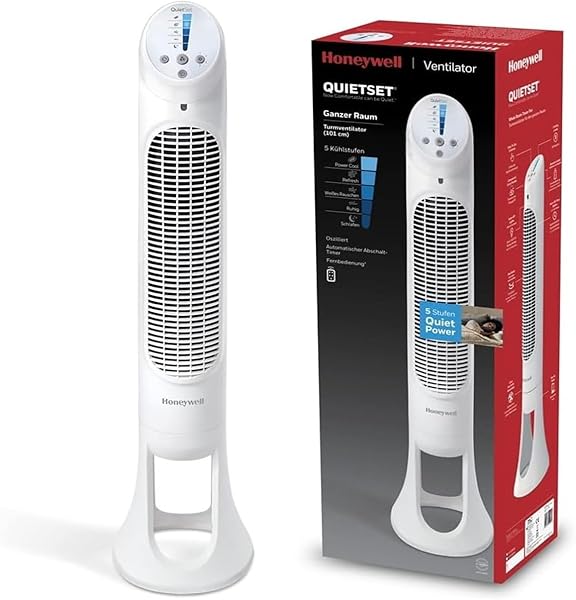 HONEYWELL QuietSet HYF260 Tüm Oda İçin Salınımlı Kule Vantilatör, 5 Hız Ayarı, 80 Derece Salınım, Zamanlayıcı Fonksiyonu, Ayd