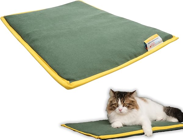 pawdaz Serin (60X40CM) - 4 Mevsim Kedi/Köpek Matı, Sıcak Veya Soğuk Kullanılabilen Minder Yatak (Haki)