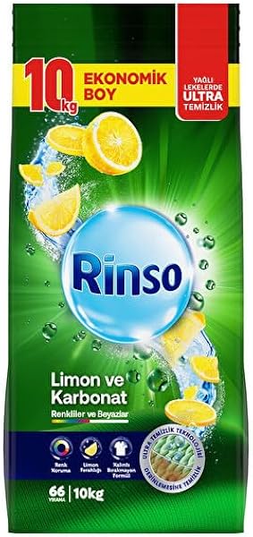 Rinso Toz Çamaşır Deterjanı Limon ve Karbonat Renkliler ve Beyazlar İçin 10 KG