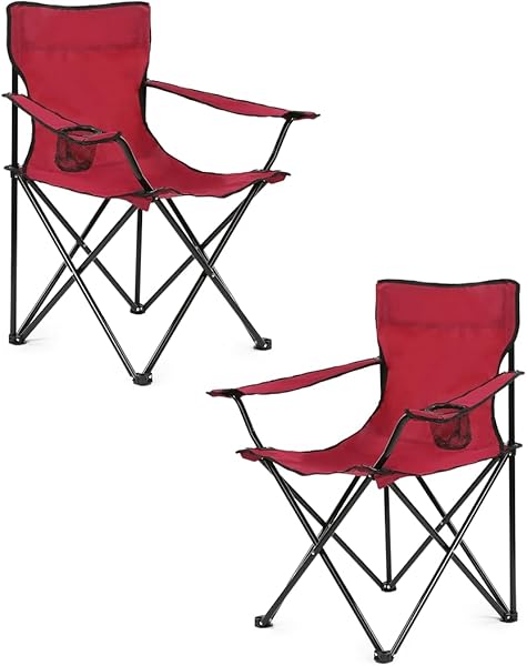 Walke 2 Li Katlanabilir Kamp Sandalyesi Piknik Sandalyesi Plaj Sandalyesi Kırmızı Taşıma Çantalı