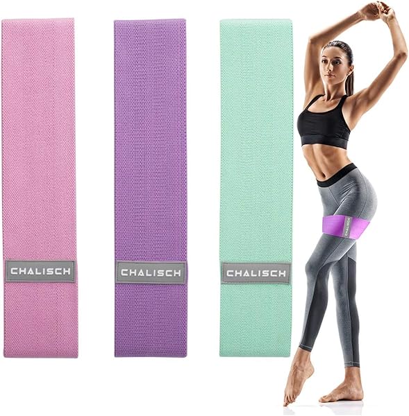 Chalisch Aerobik Crosstraining Fitness Squat Egzersiz Yoga Pilates Direnç Bandı Yeşil Pembe Mor Hafif Orta Çok Sert 3’lü Set