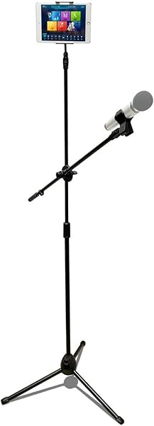 Coverzone 190cm Maksimum Uzunluk Mikrofon Standı Multi Fonksiyonel 2in1 Mikrofon ve Tablet Stand Katlanabilir Açısı Ayarlanab