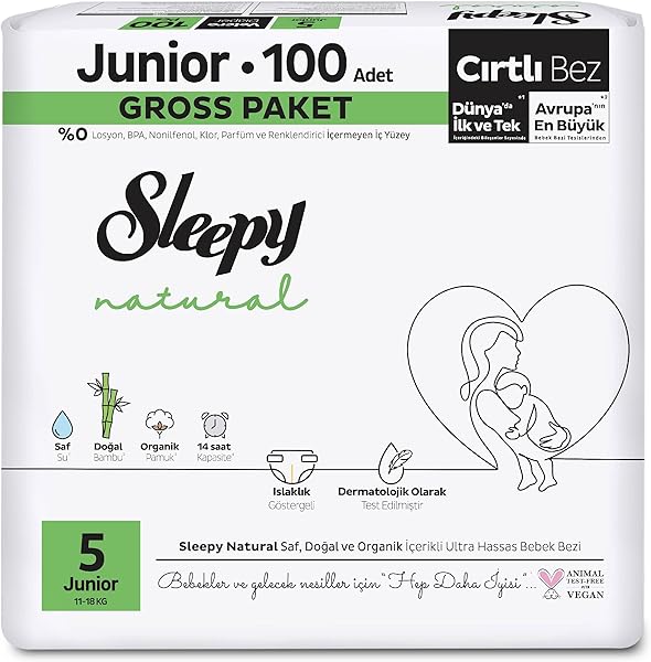 Sleepy Natural Gross Paket Bebek Bezi 5 Numara Junior 100 Adet