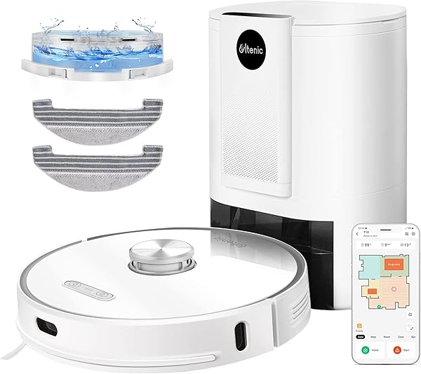 Ultenic T10 Otomatik Çöp İstasyonlu Robot Süpürge, 3000Pa, Beyaz