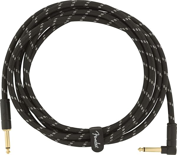 Fender Deluxe Series Instrument Cable Black Tweed Açılı - 3 metre Enstrüman Kablosu