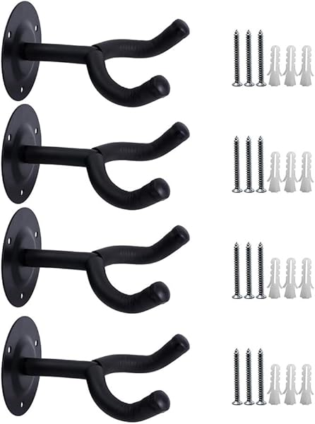 HONESTY Gitar duvar askısı, 4'lü paket, duvar braketleri için, birinci sınıf gitar kancaları, müzik mağazaları/yatak odaları/