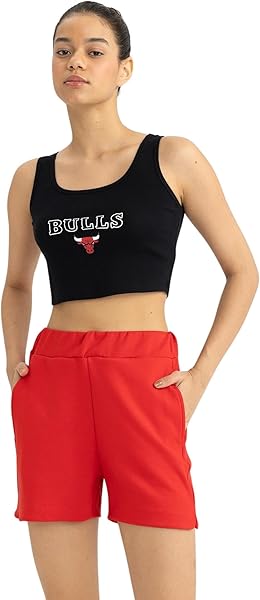 DeFacto DeFactoFit NBA Chicago Bulls Crop Bisiklet Yaka Atlet