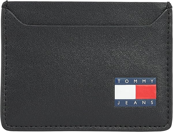 Tommy Hilfiger TJM HERITAGE LEATHER CC HOLDER Erkek Cüzdan, Siyah, Tek Beden