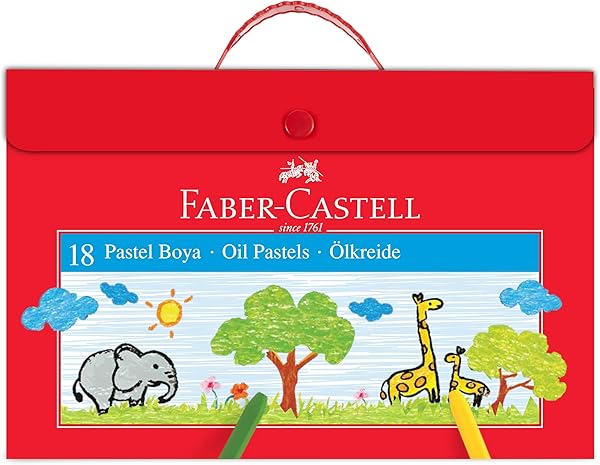 Faber-Castell Çantalı Pastel Boya, 18 Renk, Yumuşak ve Canlı Renkler, Etkili Uygulama, Taşınabilir Plastik Çanta, Eğitici ve 