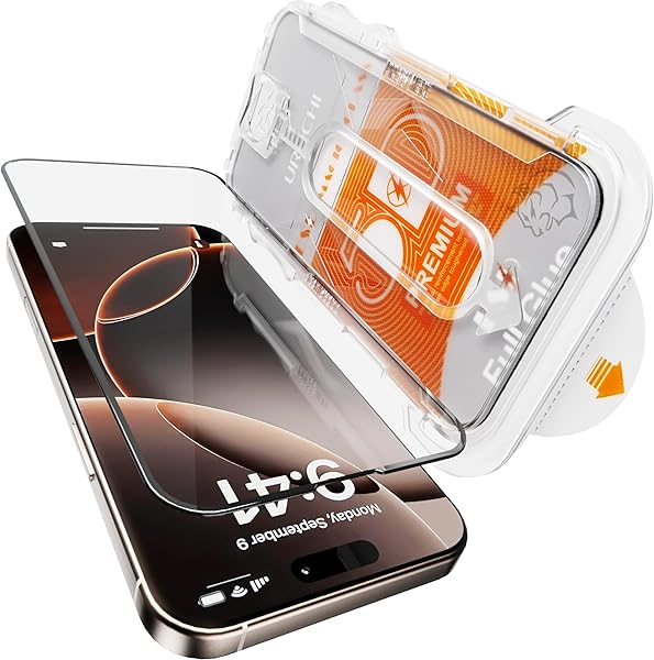 URUCHI iPhone 16 Pro (6.3)" İle Uyumlu PREMIUM Hizalama Aparatlı ve Takılırken Camın Altında Kesinlikle Toz Bırakmayan Darbel