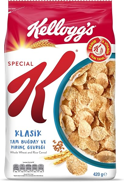 Kellogg's Special K Klasik Kahvaltılık Tam Buğday ve Pirinç Gevreği 420 Gr,Tam Tahıllı,Lif Kaynağı,Demir ve 6 Vitamin Kaynağı
