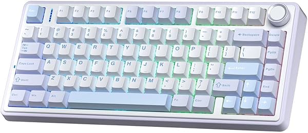 Aula F75 Mekanik RGB TKL Gray Switch Kablosuz Makrolu Hot Swap Klavye Buz Mavisi