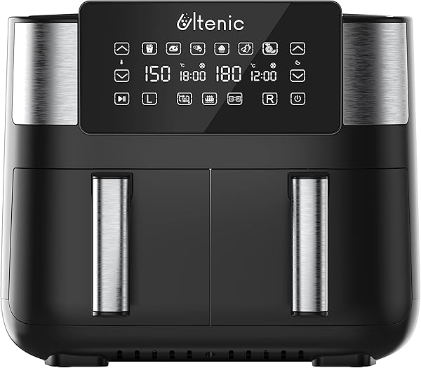 Ultenic K20 Airfryer, Çift Bölmeli Fritöz, 8 Litre XXL, 2850 W, Siyah