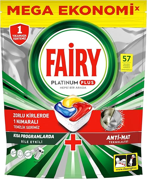 Fairy Platinum Plus Bulaşık Makinesi Deterjanı Kapsülü 57 Yıkama Limon Kokulu
