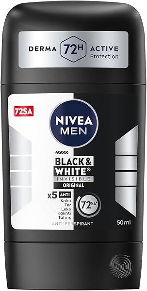 NIVEA MEN Erkek Stick Deodorant Black&white Invisible Original 50ml 72 Saat Anti-perspirant Ter Koruması
