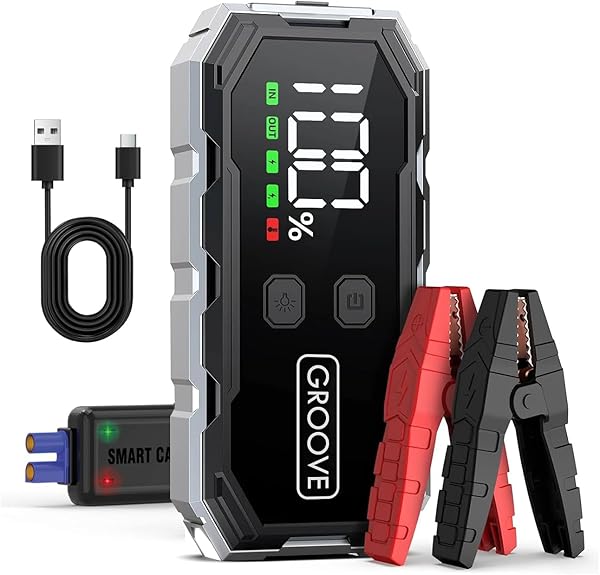 GROOVE F11 15800mAh 2000A Akü Takviye Cihazı Taşınabilir Jump Starter (Powerbank+Led Lamba+LCD Ekran)