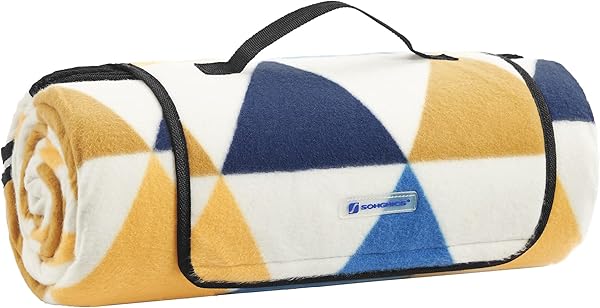 SONGMICS Piknik örtüsü, 200 x 150 cm, büyük mat, kamp, park, bahçe, dış mekan için, su geçirmez, katlanabilir, sarı ve mavi ü