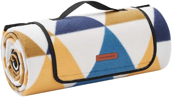 SONGMICS Piknik örtüsü, 200 x 200 cm, büyük, kamp örtüsü, park, bahçe, plaj için, su geçirmez, makinede yıkanabilir, katlanab