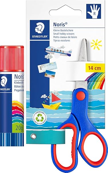 Staedtler 960 20 NCA Noris Clup 20 Gr Stick Yapıştırıcı & 965 14NBK Noris Clup SAĞ El Makas 14 Cm 2'Li Blister, 20 gr + sağ e