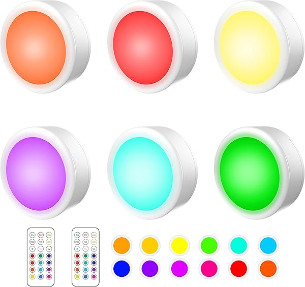 YIQAN RGB LED Kabin Aydınlatması 13 Renk, Kablosuz Kabin Aydınlatması Altında, Renk Değiştirme Puck Aydınlatması ve Dolap Ayd