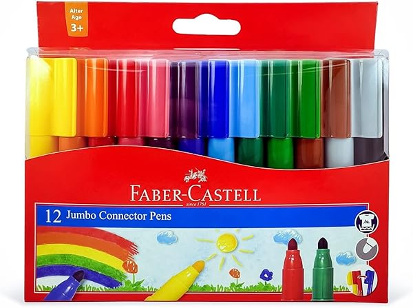 Faber-Castell Eğlenceli Jumbo Keçeli Kalem,12'Li, 12 Renk