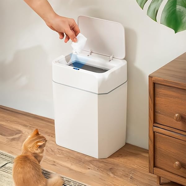 Porsima 4147 Hareket Sensörlü Sessiz Kapatma Çöp Kutusu Banyo Mutfak Çöp Kovası Kapaklı Banyo Çöp Kovası