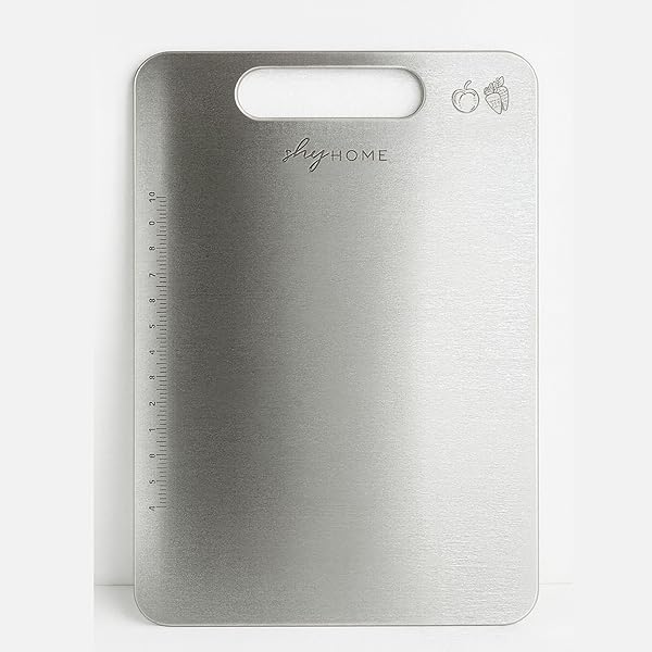 SHG Home Özel Tasarımlı 304 Paslanmaz Çelik Kesme Tahtası1,5 mm Kalınlık, 23 X 34 cm Yıkanabilir, Gıda Temasına Uygun, Hijyen