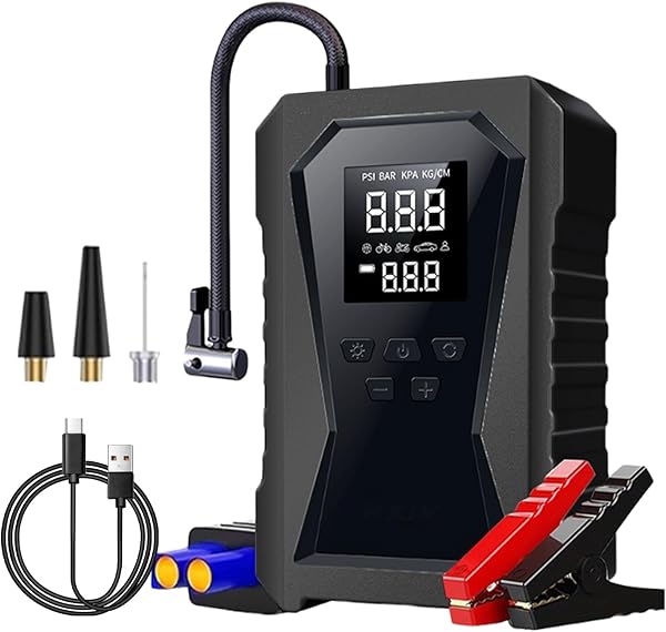 Uhngw Araç Atlama Marş | Lastik Şişiricili 12 V Atlama Paketi, Akülü Araç Başlangıç Güçlendirici, Kamyon, Motosiklet, Kamp, S