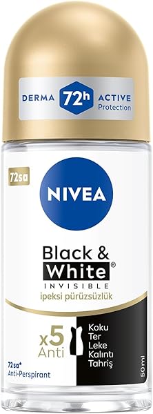 Nivea Kadın Roll On Deodorant Black&White Invisible İpeksi Pürüzsüzlük 48 Saat Anti-perspirant Koruma 50ml