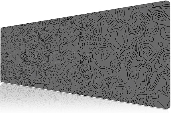 Klasse Pro - 10 Farklı Model Dikişli Kenar 90x40 cm Oyuncu Gaming Mouse Pad (Dark Grey Map Lines, 90x40 cm)