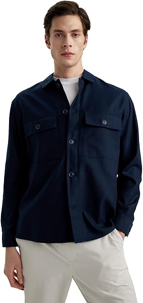 DeFacto Relax Fit Polo Yaka Gömlek Ceket