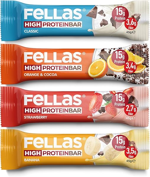 Fellas Yüksek Protein Bar, Karma Kutu (4 Çeşit), 45gr x 12 Adet