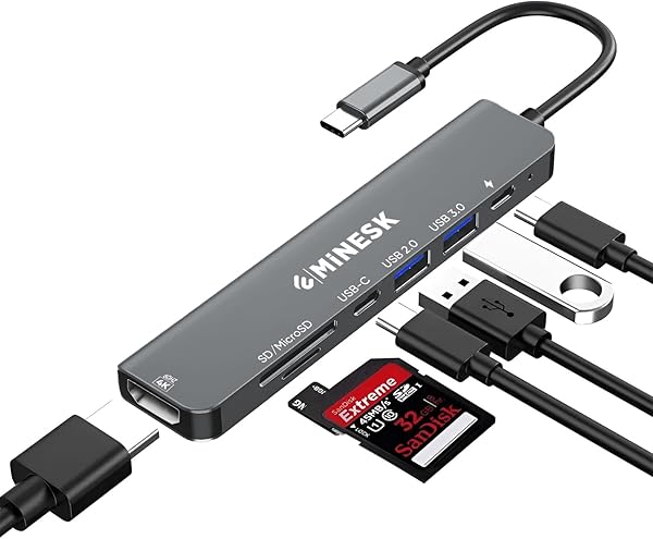 Minesk Macbook ile Uyumlu USB-C Hub Çoklayıcı HDMI/SD Card/Micro SD/USB 2.0/USB 3.0/USB-C/PD 100watt / bağlantı Port USB Çokl