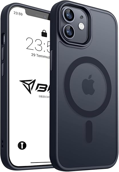 Babilden iPhone için Kılıf Kamera Korumalı Magsafe Wireless Şarj Özellikli Mat Şeffaf Renkli Kılıf (iPhone 11 Siyah)