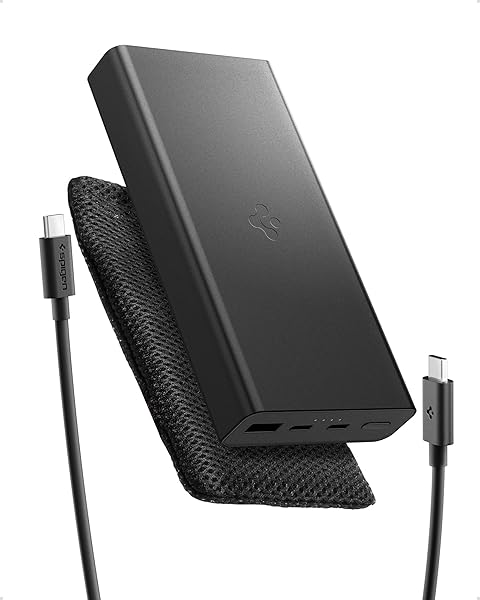 Spigen 20000 mAh Alüminyum Kasa 30W USB-C + USB-A Giriş/Çıkış Hızlı Şarj 3 Portlu Powerbank / 1 Metre Type-C Harici Kablolu T