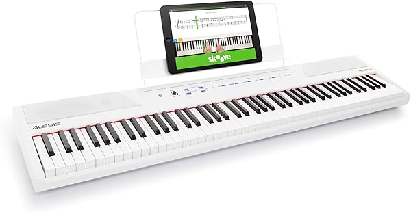 Alesis Recital White Dijital Piano Klavye 88 Tuşlu Yeni Başlayanlar İçin Yarı Ağırlıklı Tuşlu, Dahili Hoparlörlü ve Piano Der