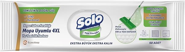 SOLO Temizlikte Doğal Güç Beyaz Sabun Ferahlığı Yer Temizlik Havlusu 50 Yaprak