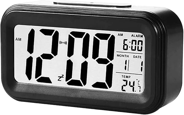 Coverzone Dekoratif Dijital Alarmlı Saat, 12/24 Dönüştürme Gece Görüşlü Yatak Başucu Saati Masa Saati Led Ekran Pilli Çalar S
