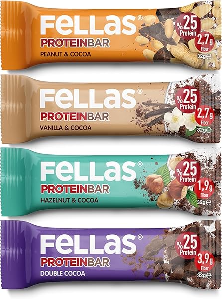 Fellas Protein Bar, Karma Kutu (4 Çeşit), 32gr x 12 Adet