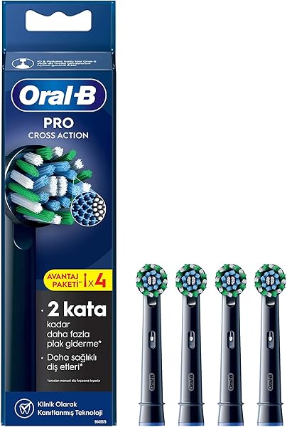 Oral-B Cross Action X-Filament Siyah Şarjlı Diş Fırçası Yedek Başlığı 4 Adet