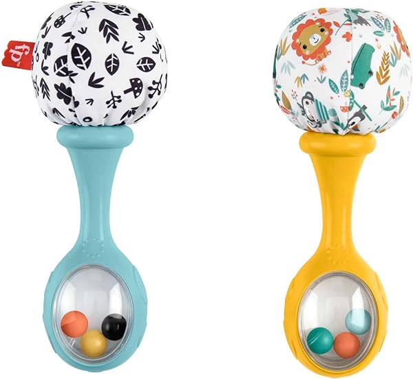 Fisher-Price Neşeli Marakas Fisher-Price Neşeli Marakas oyuncak, 3 ay ve üzeri bebekler için 2'li set, yüksek kontrastlı renk