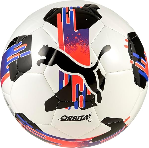 PUMA Orbita 6 MS Top PUMA White-Glowing Red-Purple Glimmer Futbol Topu