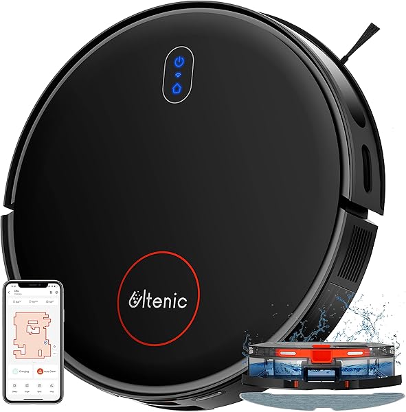 Ultenic D6s Robot Vacuum Cleaner, Vibration Mopping, 3000Pa Strong Suction, Super Slim, APP Control, Ideal for Pet Hair, Hard