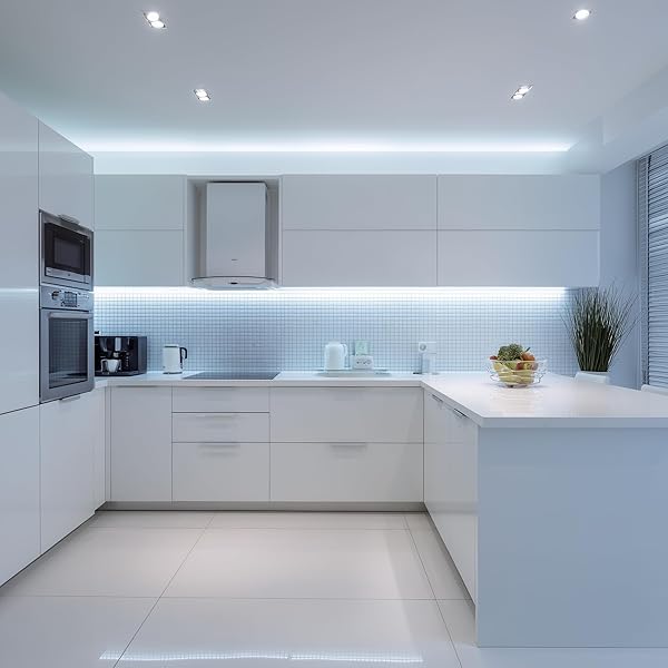 3 Metre Beyaz Şerit Led Işık Çıt Çıt Anahtar Tak Çalıştır Hazır Set Adaptör Dahil, Açma-Kapama Düğmesi, Mutfak, Tezgah, Dolap