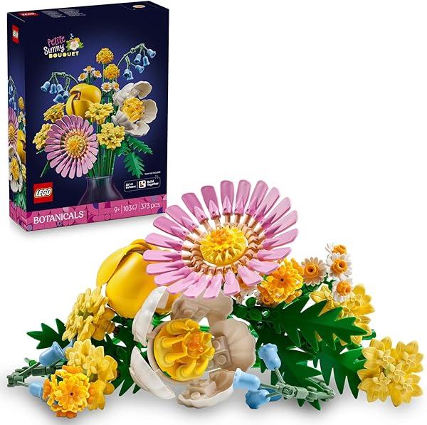 LEGO Botanicals Küçük Sarı Buket 10347-9 Yaş ve Üzeri Kız ve Erkek Çocuklar için Papatya, Şakayık ve Lale Dahil Yapay Çiçekle